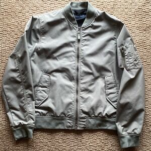 Everlane Uniform The Bomber Jacket Mens Medium Olive Green Full Zip Arm Pocket